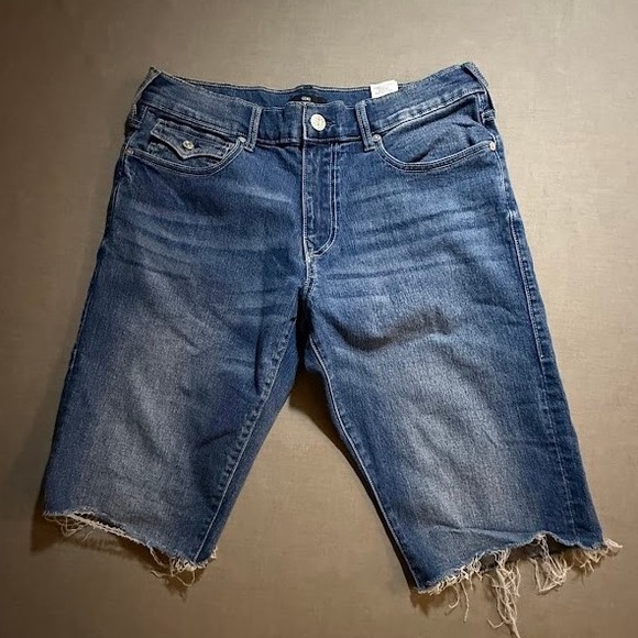 True Religion Geno Relaxed Slim Denim Jean Shorts Cut Off 34X12. - Picture 1 of 7